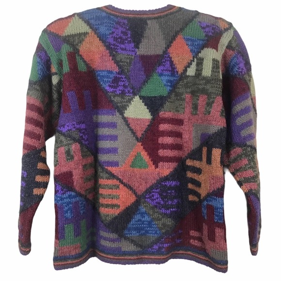 Peruvian Perfection Alpaca Multi Color Button Front Cardigan -Small - Picture 2 of 6